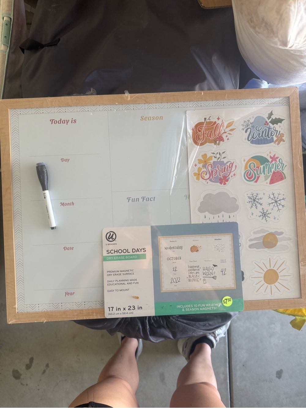 School Days Dry Erase Calendar Board with Seasonal Magnets